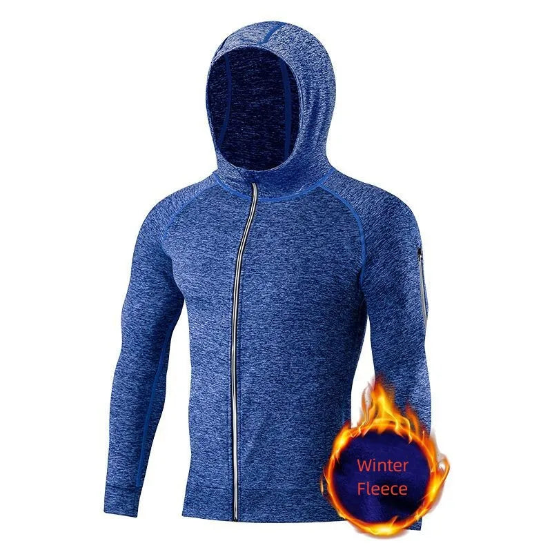 Men's Winter Fleece Sports Hoodie Warm Breathable Running Jacket for Gym Training Outdoor Fitness Sweatshirt