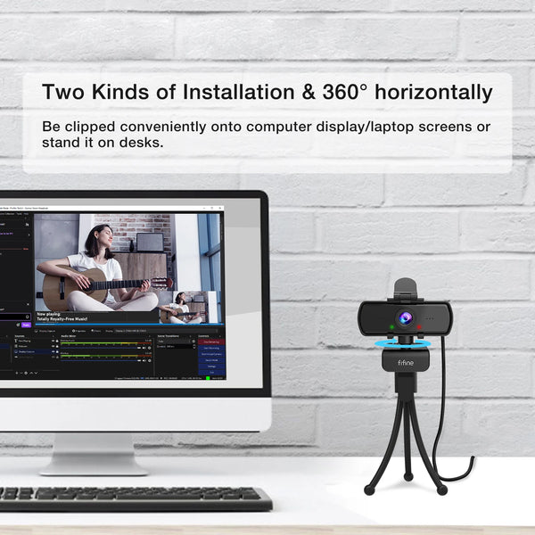 FIFINE 1440p HD PC គ្រឿងកុំព្យូទ័រជាមួយមីក្រូហ្វូន ជើងកាមេរ៉ា សម្រាប់កុំព្យូទ័រលើតុ និងកុំព្យូទ័រយួរដៃ USB ការផ្សាយផ្ទាល់គ្រឿងកុំព្យូទ័រសម្រាប់ការហៅជាវីដេអូ-K420