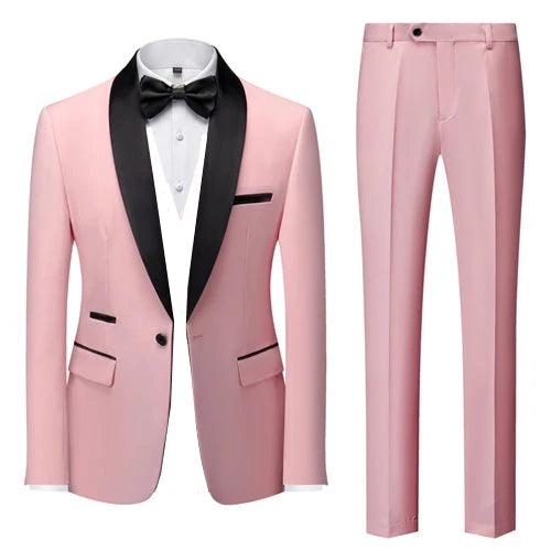 2025 New Men's Black Two-piece Set (Jacket+Pants) Business Wedding Terno Masculino White Fashion Slim Fit Costume Homme 5xl