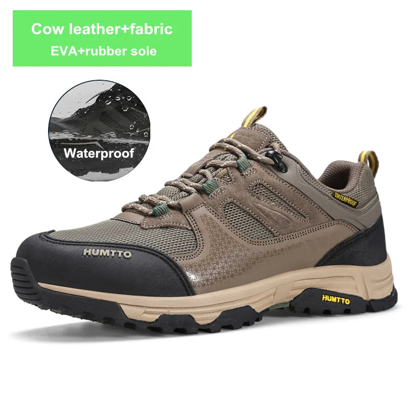 HUMTTO Shoes for Men 2023 Luxury Designer Leather Hiking Boots Outdoor Climbing Trekking Sneakers Mens Sports Walking Man Shoe