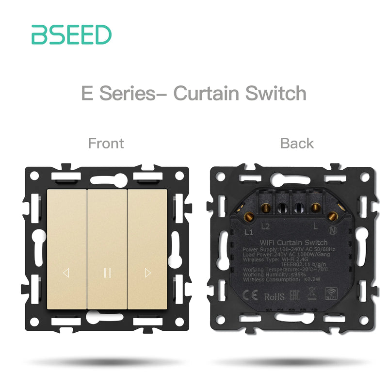 BSEED 1/2/3/4Gang WIFI Button Switch Part Smart Curtain Switch DIY Part Smart Wifi Socket Parts Glass Frame Free Combination