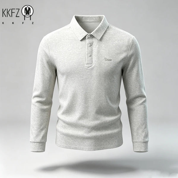 New Mens Lapel Long Sleeve Polo Shirts Anti Wrinkle Soft Touch Fabric Slim Silhouette Office And Daily Wear Tops