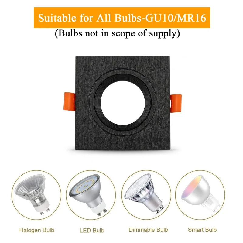 JOYINLED 1/10PCS Square Recessed Ceiling Downlight Fixture GU10 MR16 LED Spotlight Frame Housing Trim for Home Lighting