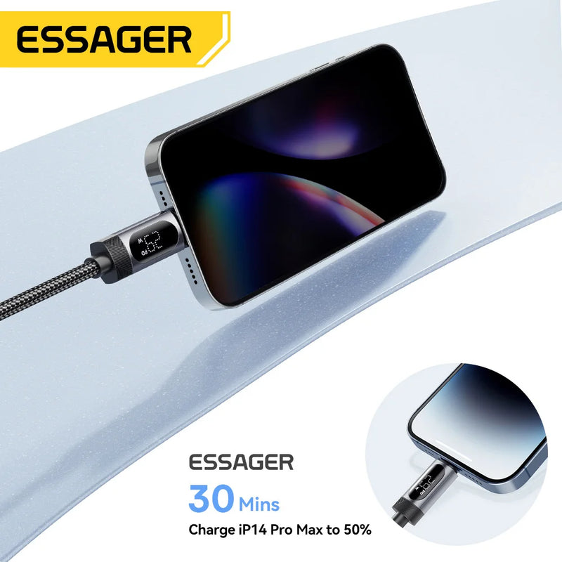 ខ្សែ USB ប្រភេទ C របស់ Essager សម្រាប់ iPhone 14 13 12 11 Pro Max PD 29W សាកថ្មលឿន ប្រភេទ C ទៅខ្សែភ្លើង សម្រាប់ iPad Macboo
