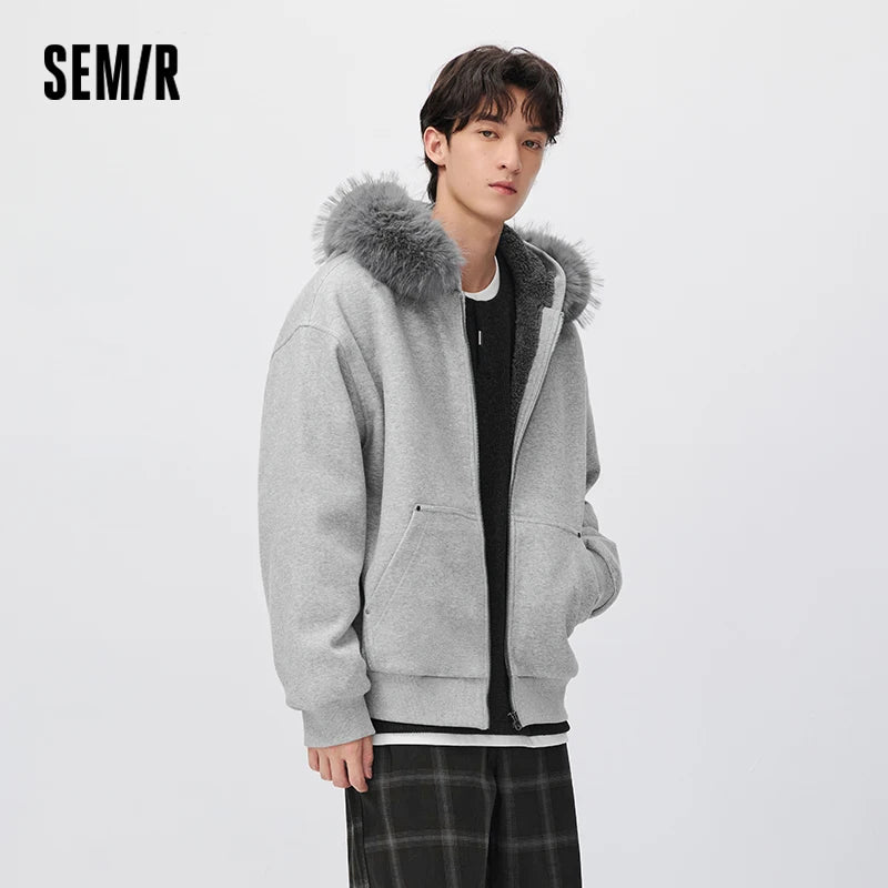 អាវក្រៅរដូវរងាបុរស Semir រចនាបថទំនើប កអាវទន់ មានមួក រលុង សម ទម្លាក់ស្មា ឆ្នាំ២០២៦ សម្លៀកបំពាក់រដូវរងាថ្មីប្រចាំថ្ងៃ រចនាបថធម្មតាក្នុងទីក្រុង
