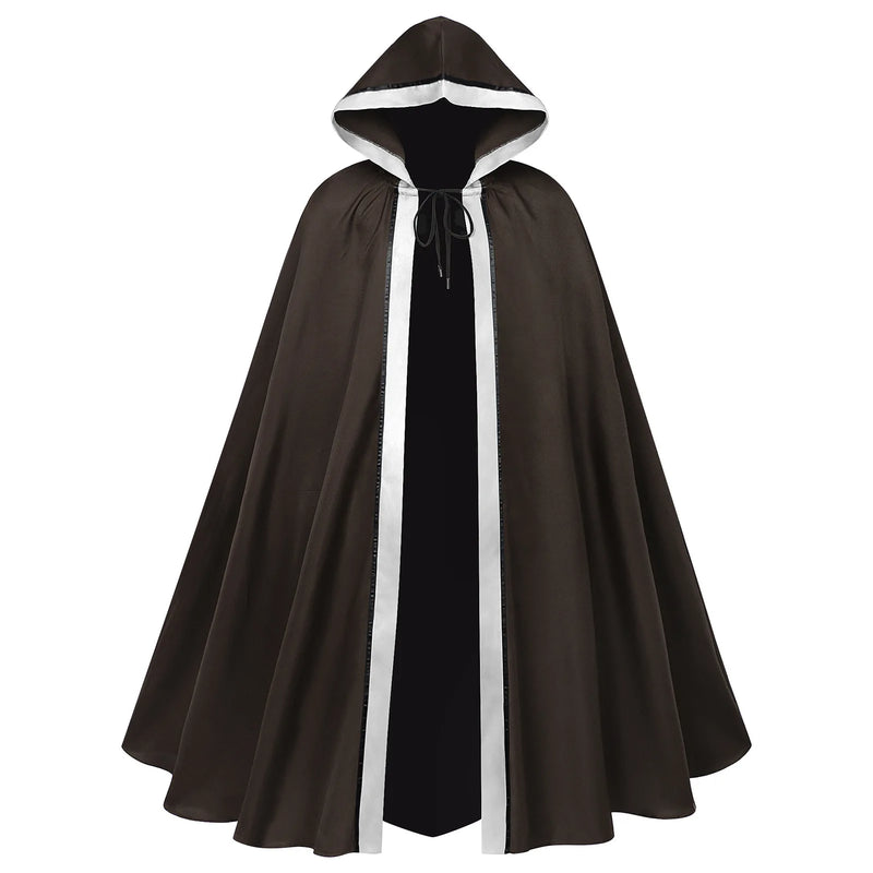 2026 New Neutral Hooded Robe, Black Grim Reaper/Wizard Tie-up Cape, Halloween/Stage Performance Long Jacket
