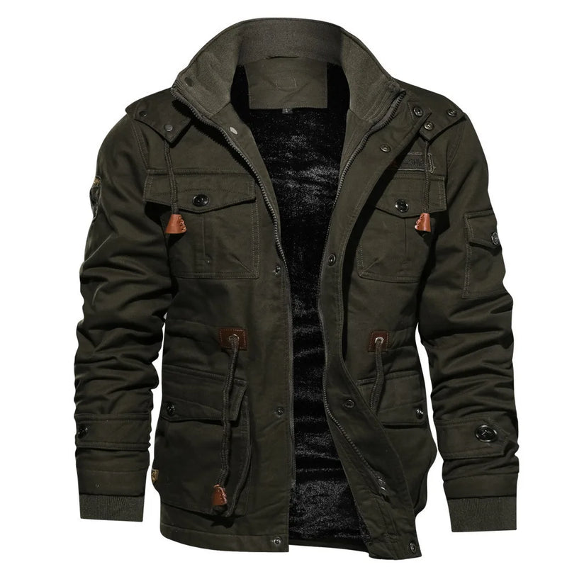 2026 New Men's Khaki Long-Sleeve Jacket, Green Single-Breasted Lapel Coat, Black or Blue Overcoat Available.