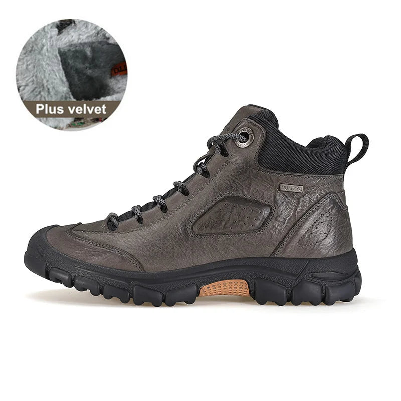 HUMTTO Waterproof Hiking Boots Mens Winter Outdoor Leather Shoes for Men Luxury Designer Plush Warm Sports Trekking Man Sneakers