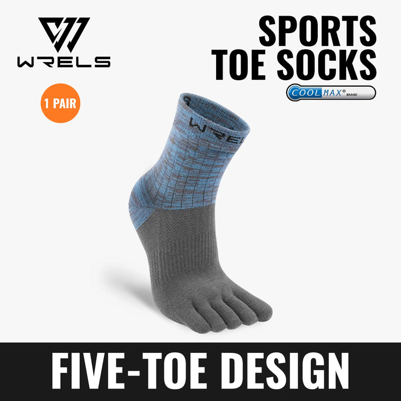 WRELS 1/2/3pairs COOLMAX Five Finger Socks for Men Women Running Athletic Breathable Quick Dry Soft Compression Toe Sports Socks