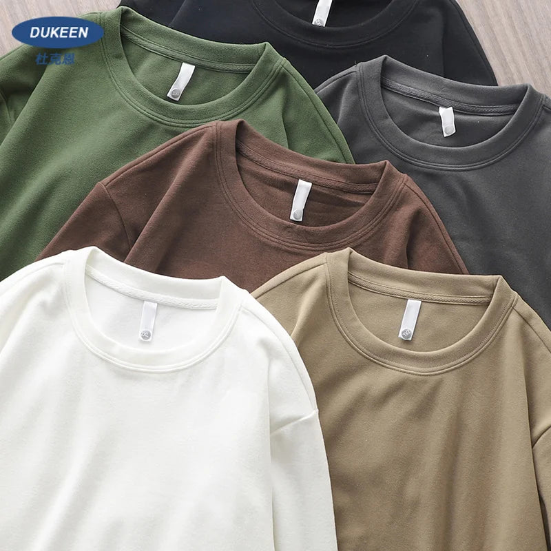 DUKEEN Dralon Shirt for Men Long-Sleeved Bluse Thickened Thermal Underwear Top 350G Heavyweight T-Shirt Winter Men's Clothing