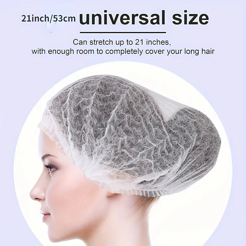 10/20pcs Disposable Non-woven Hat,Kitchen, Factory Hair Net,Workshop Dustproof Breathable Strip Hat,Drawstring Closure.