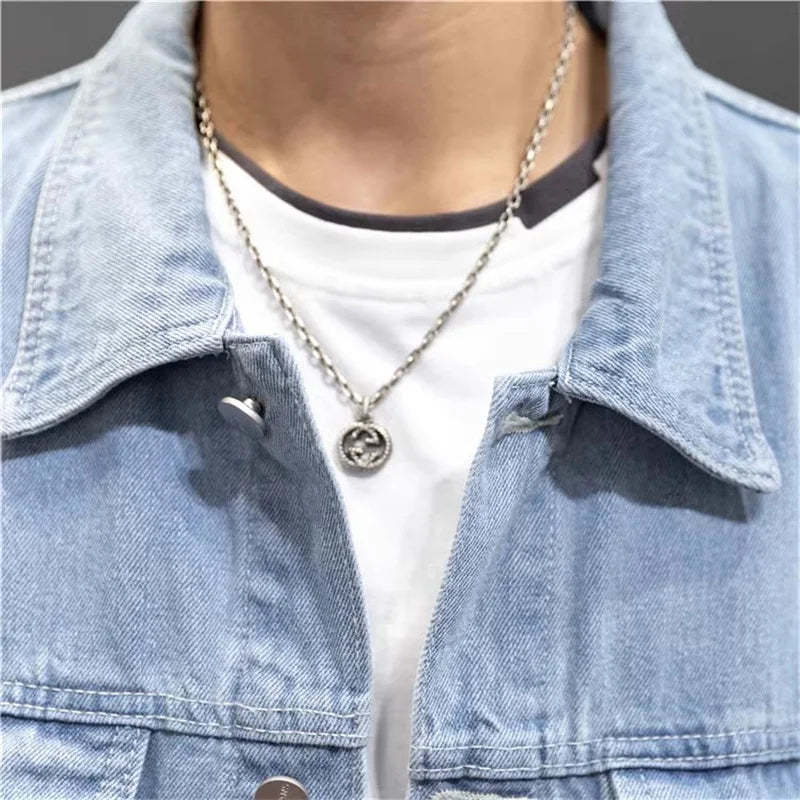 2026 New Men's Blue Denim Jacket, Single Breasted Lapel Casual Coat, Washed Hole Decoration Top,Black,Gray Jackets,Asian Size