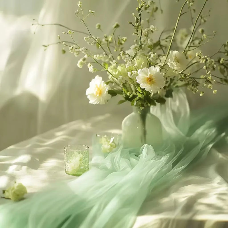 160x300cm Chiffon Backdrop Curtain for Wedding Party Decor Slight Glimmer Sheer Baby Shower Photography Backgrounds
