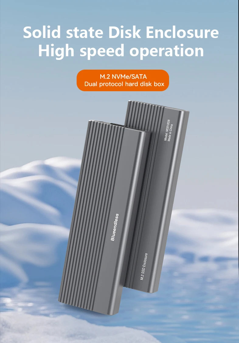 ស្រោម SSD M2 ពិធីការពីរ Blueendless NVME Enclosure M.2 ទៅ USB Type C 3.1 SSD Adapter សម្រាប់ NVME+NGFF SSD Disk Box M.2 SSD Case