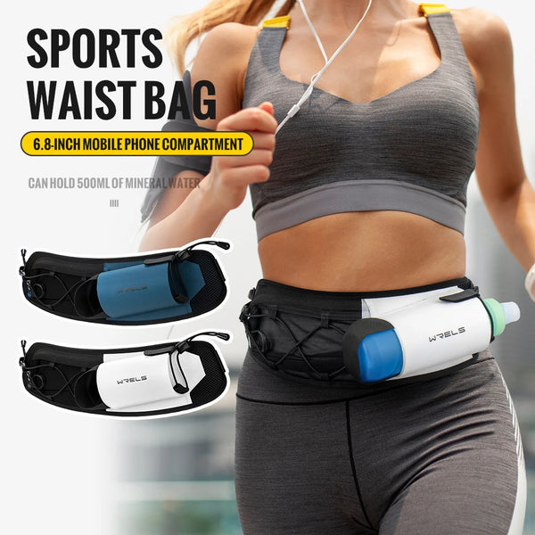 WRELS Running Bag Waist Bag Men Belt Bag Marathon Trail Waist Pack For Phone Water Bottle Sports Fanny Pack Fitness Dual Pocket