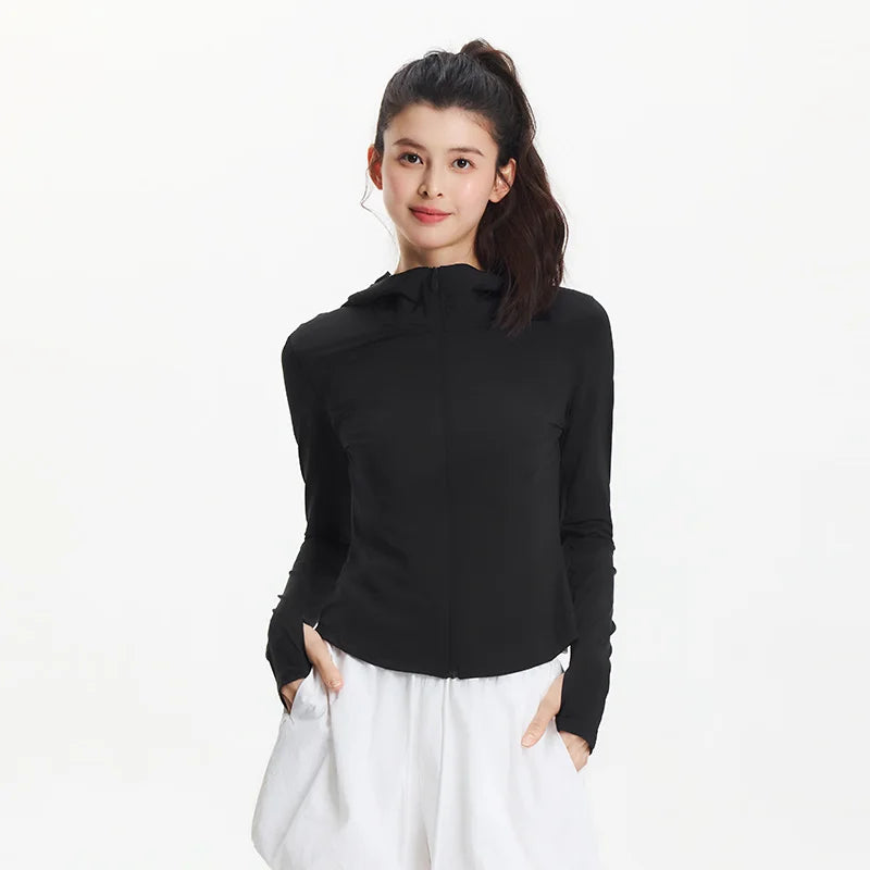 Semir Women UV Protection Jacket Short Cool Feeling Mesh Spliced Hooded Regular Shoulder Slim 2026 Outdoor Daily Fashion Wear