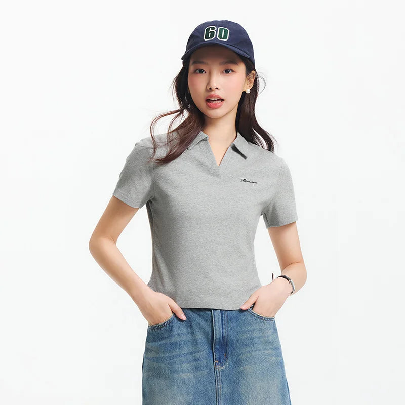 Semir Womens Polo 2026 Short Regular Shoulder Slim Embroidered Tops Simple Elegant Style Soft Casual Daily Wear