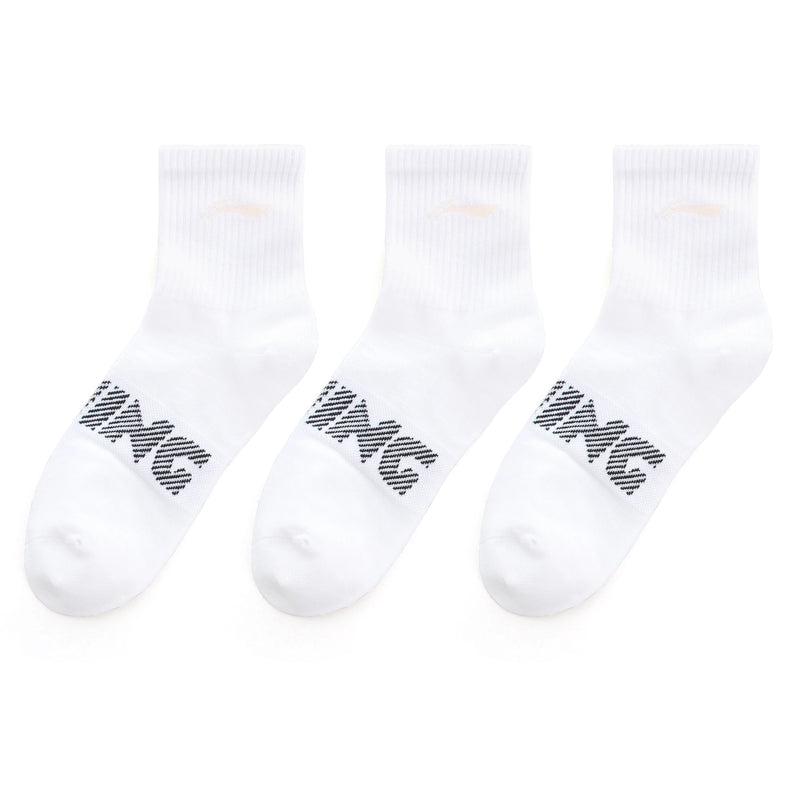 Li-Ning Unisex Sports Style Men Women 3Pairs Socks 24-28cm Breathable LiNing Letters Comfortable Sport Sock AWSU023