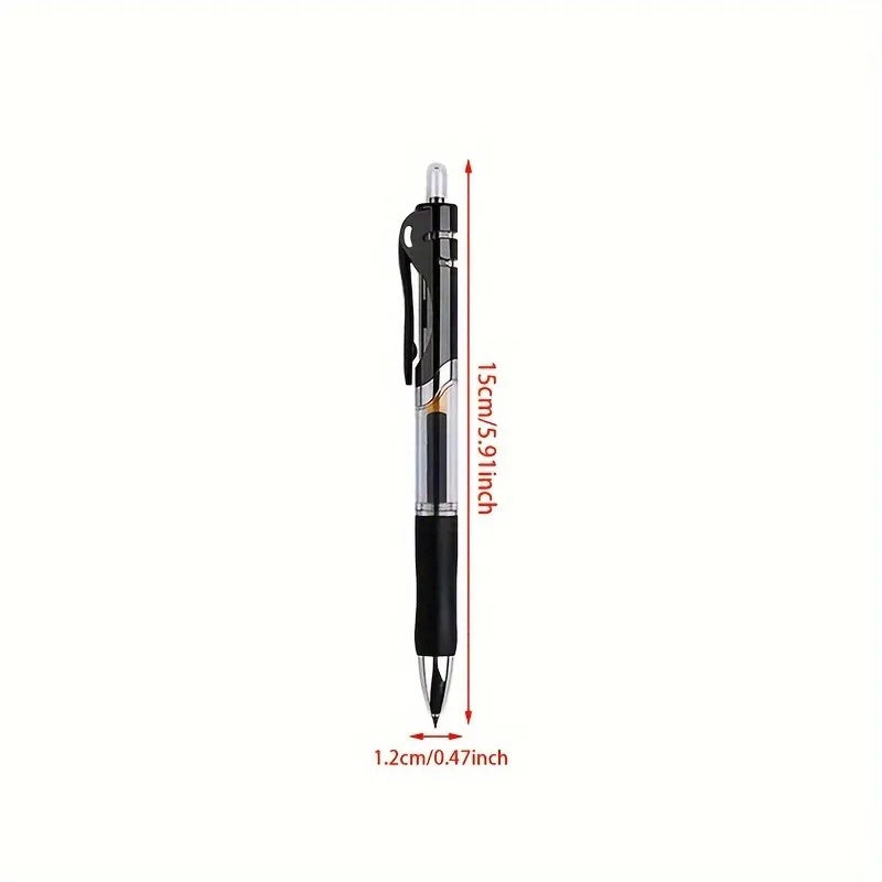 10pcs press-type Gel Pen Set,Point 0.5Mm,Retractable Plastic Round Body,Black/Blue/Red Ink,for School And Office Stationery.