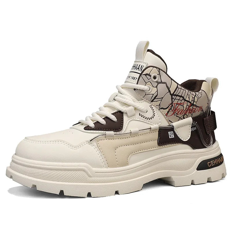 Mens Sports Shoes 2025 Autumn Winter New High Top Fashion Color Blocking Design Wear-resistant Snug Sports Mens Short Boots