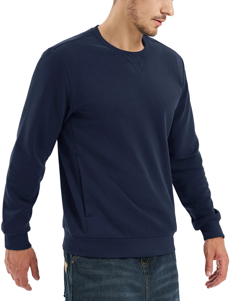 TACVASEN Winter Fleece Crewneck Sweatshirt Mens Warm Midweight Casual Long Sleeve Pullover Pocket Sports Sweatshirt Basic Tops