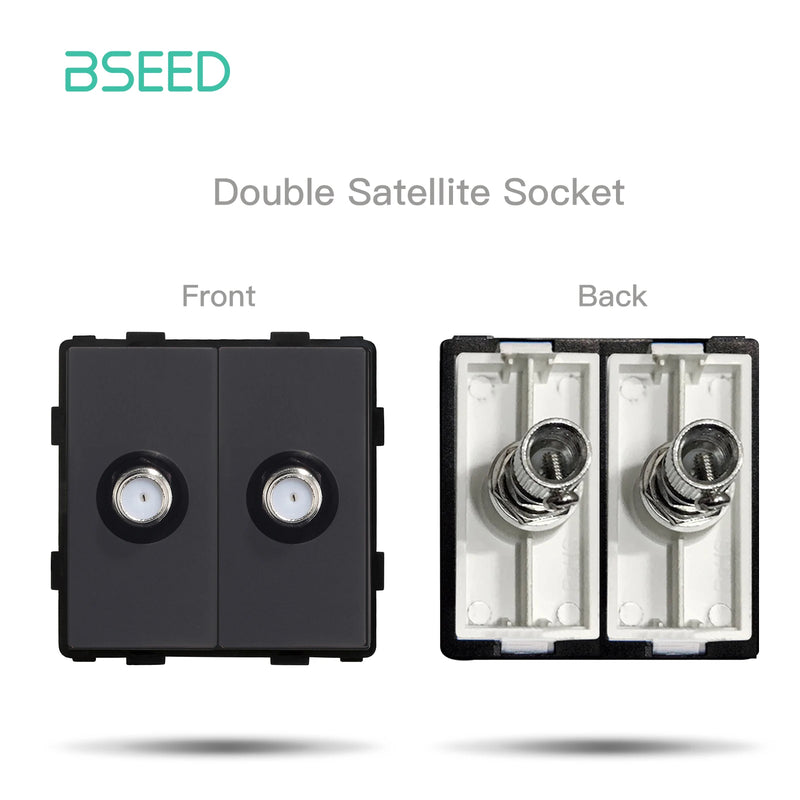 BSEED EU Wall Glass Panel With Double Internet Socket CAT5 RJ45 ST TV USB Function Parts Power Socket DIY Free Combination