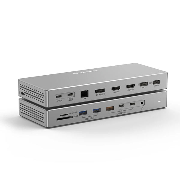Blueendless 16 ក្នុង 1 ជាមួយម៉ូនីទ័របី 4K អេក្រង់ប្រភេទ C Hub ស្ថានីយ៍ចត Lan RJ45 អាដាប់ទ័រ 10Gbps USB 3.2 Hub SD/TF Reader