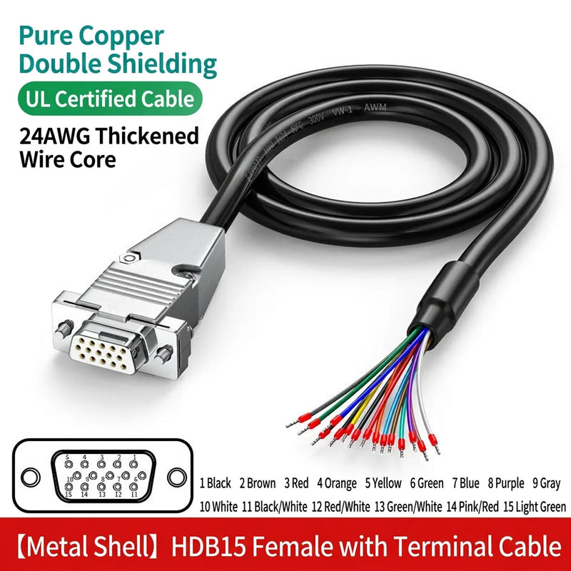 DIVEDEER DB9 DB15 DB25 Serial Cables Single-Ended RS232 Connector Wires with 9-Pin Terminal Blocks