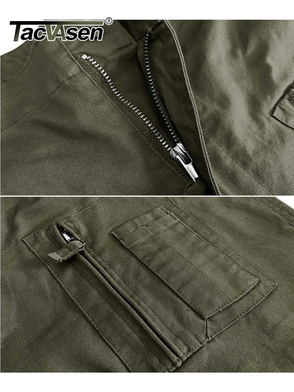 TACVASEN Safari Ripstops Multi-Pockets Work Pants Mens Outdoor Cargo Pants Spring Autumn Casual Cotton Hiking Combat Trousers