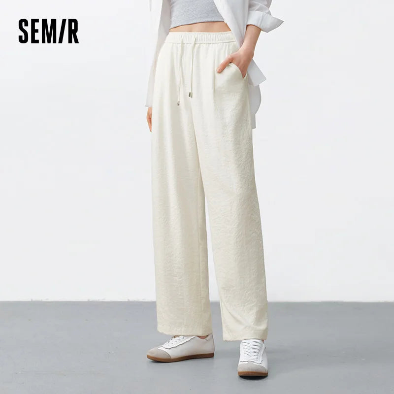 Semir Women Pants Textured 2026 Loose Fit Soft Drape Wide Leg Soft Touch Urban Casual Everyday Style Soft Comfortable