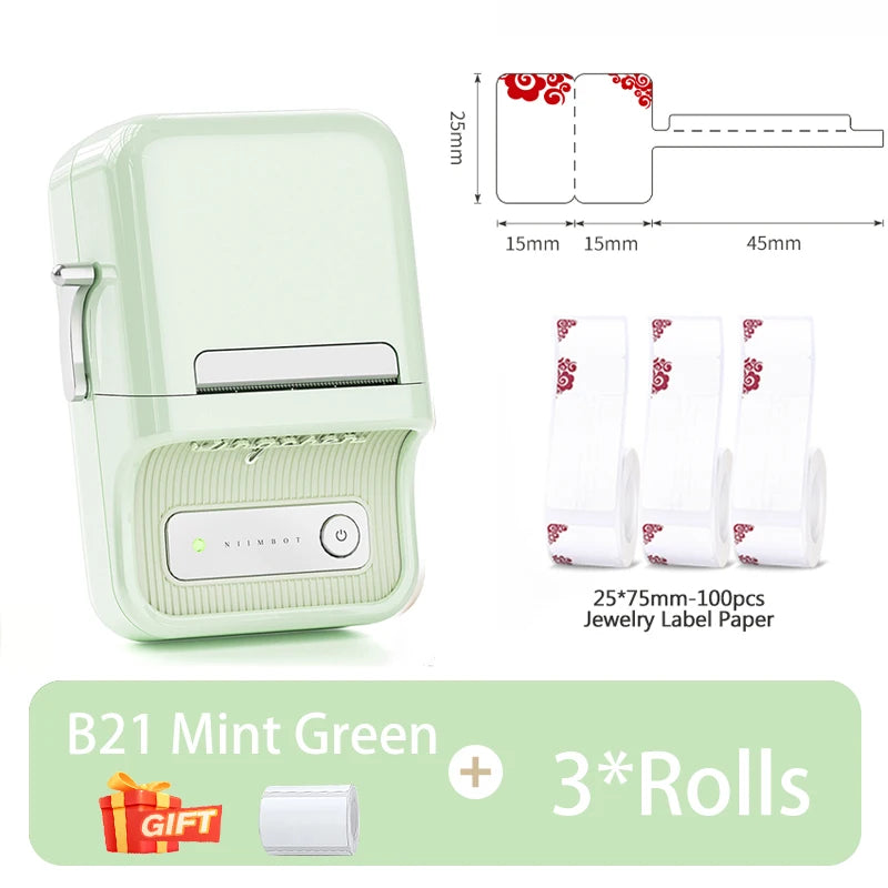 NIIMBOT B1/B21 Jewelry Label Printer Self Adhesive DIY Self-Adhesive Jewelry Necklace Bracelet Ring Price Tag for Bussiness
