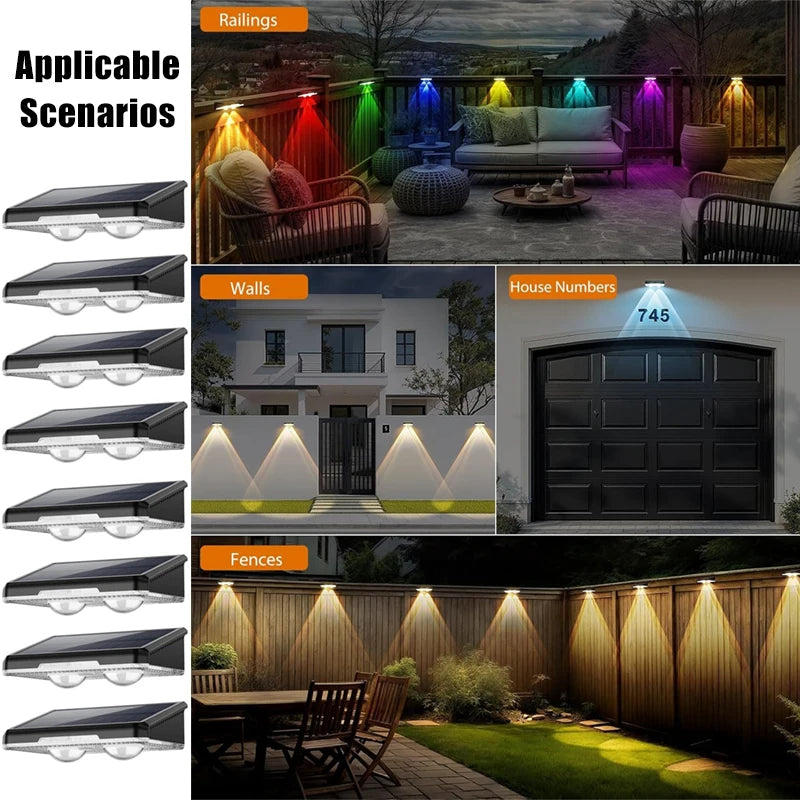 Solar LED Light Solar Wall Lamp Outdoor IP65 Waterproof High Brightness Luminous Lighting for Outdoor Garden Balcony Decoration