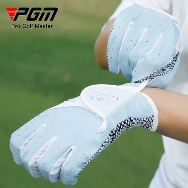 1 Pair Women's Golf Gloves PU Belt Non slip Particle Outdoor Sports Glove ST020