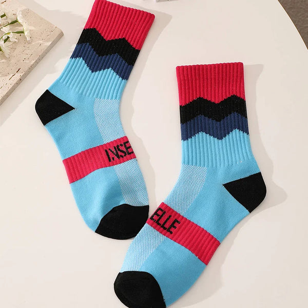 WRELS 1/2/3 Pairs Sports Crew Socks Quick Dry Anti-Odor Cycling Socks Men Breathable Arch Support Road MTB Bike Riding Socks