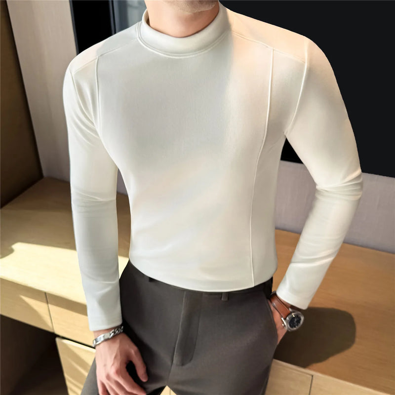 Men's Slim Fit Long Sleeve T-Shirt, Soft Fleece Lined for Daily Casual and Home Wear, 3 Colors