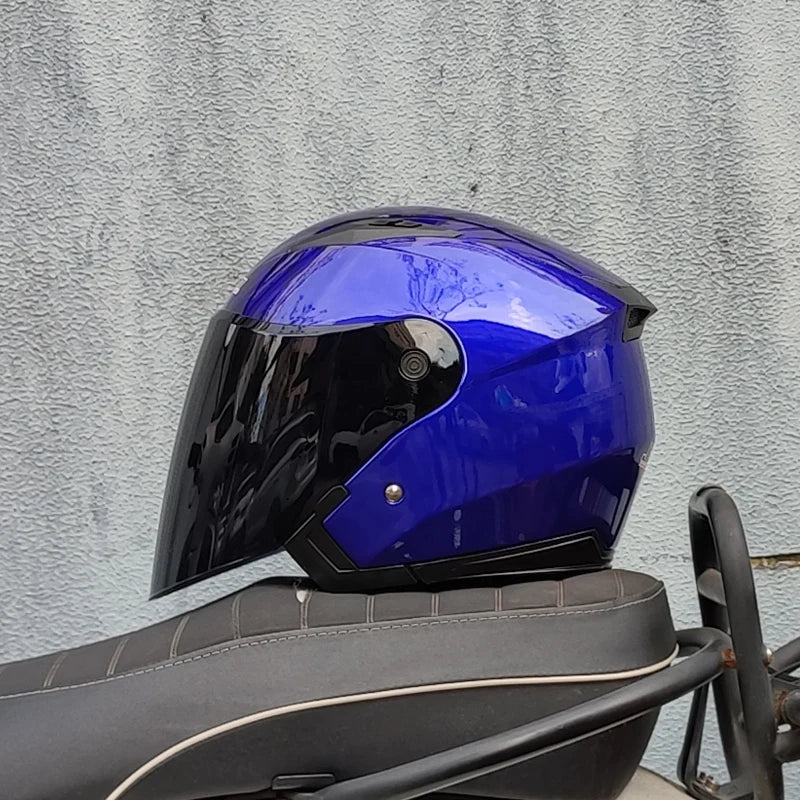 Men Motorcycle half Helmets Dual Lens Scooter Moto Helmet Casco village Riding capacete de moto motocross Helmets-JIEKAI