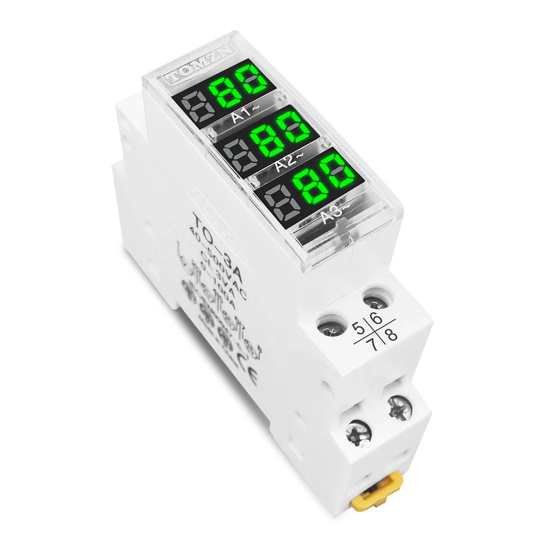 TOMZN DIN Rail 18mm AC 40-500V 220V 380V Voltage Meter Ammeter Single Three Phase Modular Indicator LED Digital Display Detector