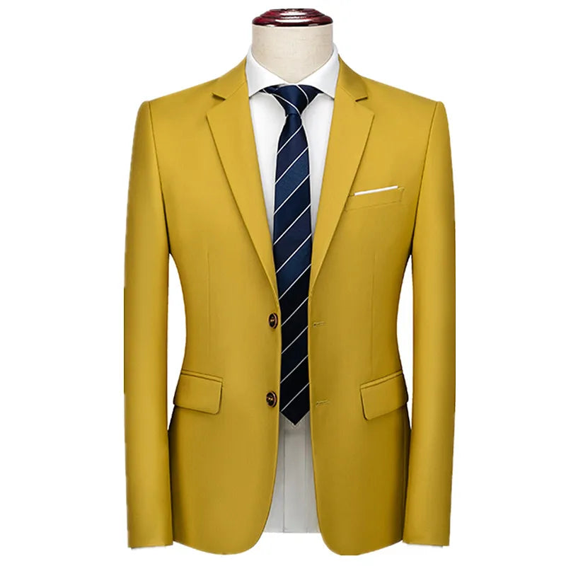 Men's Rose Red Suit Jacket, Wedding/Office Slim-fit Formal Coat, Asian Size M-6XL,Available in Blue, Gray, Black, Purple, Green