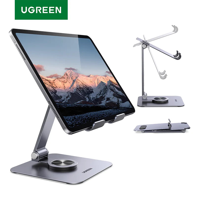 UGREEN Tablet Phone Stand For iPad Pro iPhone Xiaomi Tablet Support 360°Rotatable Aluminum iPad Stand Laptop Stand Tablet Holder