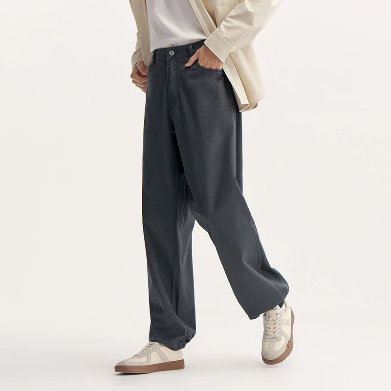 Semir Casual Pants Men Loose Straight Fit Drapey Solid Color Cotton Long Pants 2025 Summer Simple Versatile Trousers