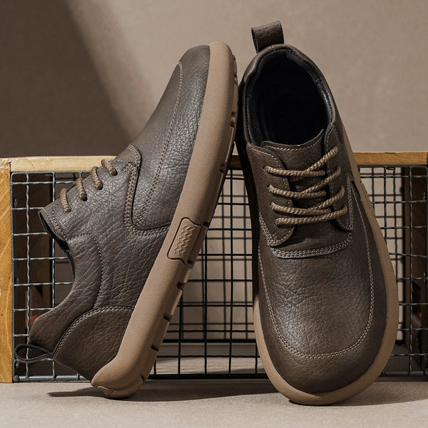 Men's Leather Casual Shoes,Lace-Up Wide Toe Box,Anti-Skid Sole,for Diabetics,Hallux Valgus,Bunions,Wide Feet,Brown,Khaki
