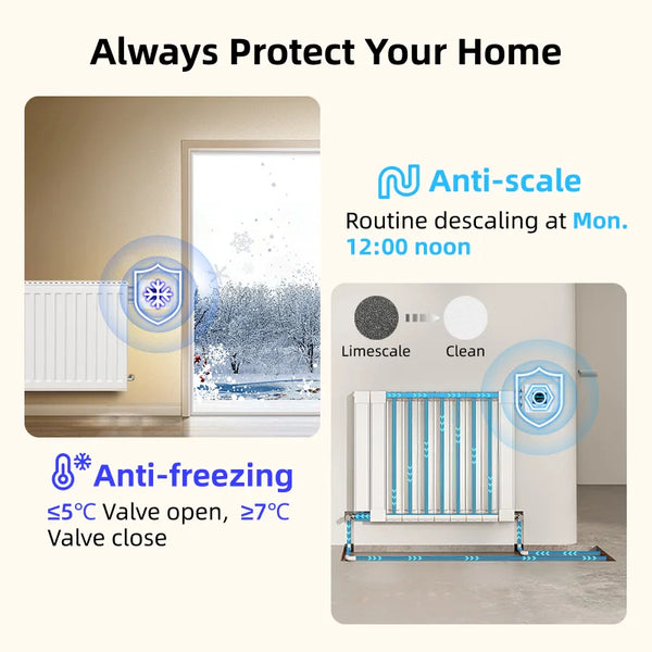 វ៉ាល់កម្តៅវិទ្យុសកម្ម Tuya 1-4PCS WiFi TRV ឧបករណ៍បញ្ជាសីតុណ្ហភាពឆ្លាតវៃ Alexa Google Home