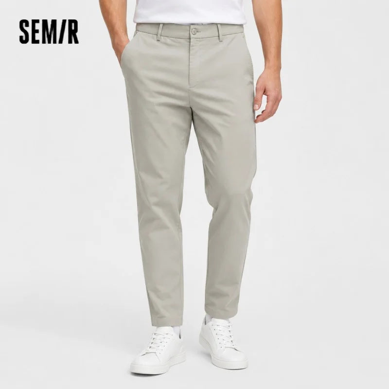 Semir Men Pants Solid 2026 Ankle Length Tapered Elastic Waist Urban Casual Everyday Style Soft Comfortable Daily Wear Trendy