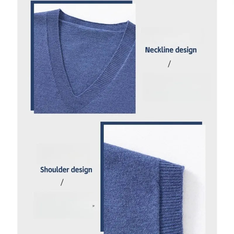 Men's V-Neck Knitted Vest Acrylic Blend Sleeveless Sweater Casual Business Tank Top