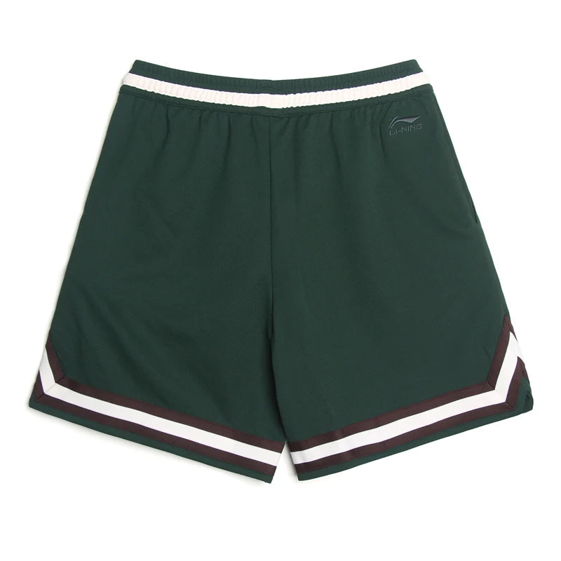 ខោខ្លីបាល់បោះបុរស Li-Ning ទំហំធម្មតា 100% Polyester ខោចង្កេះអាចលៃតម្រូវបាន LiNing Sports AKSV941