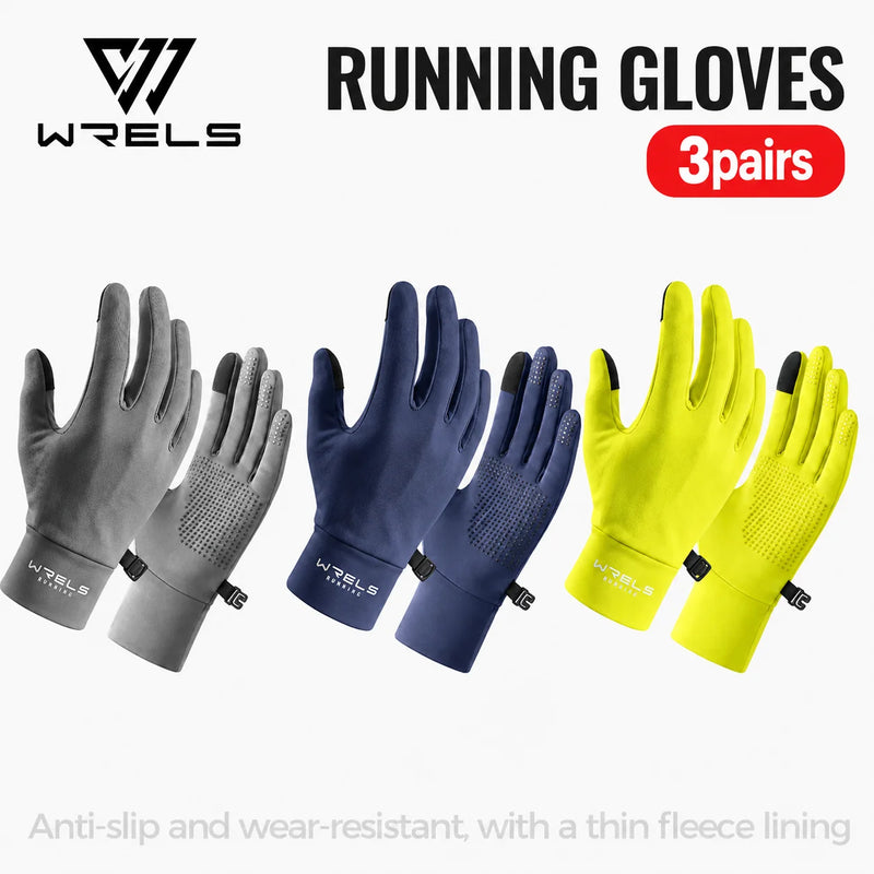 WRELS Sports Gloves Anti‑Slip Touch Screen Gloves Running Cycling Driving Hiking Winter Men Women Outdoor Thermal Glove Liners