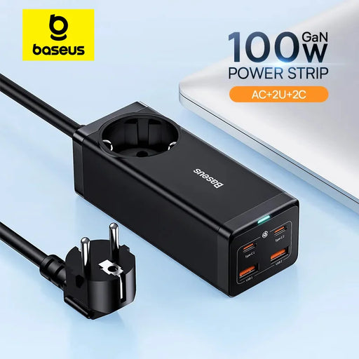 Baseus GaN3 Power Strip EU US Plug With 2USB Type C Portable Extension Socket Plug 1.5m Cable AC Power Travel Adapter For Xiaomi