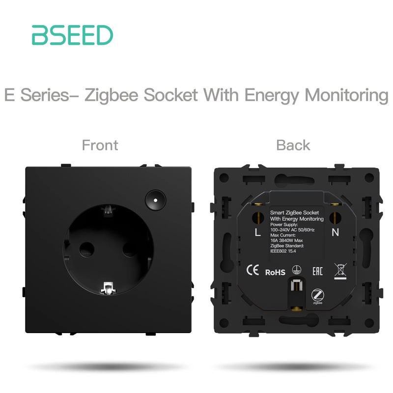 BSEED Zigbee Button Switch 1/2/3/4Gang Switch Module Smart Light Switch DIY Part Plastic Frame Smart Socket Part Tuya Smart Life