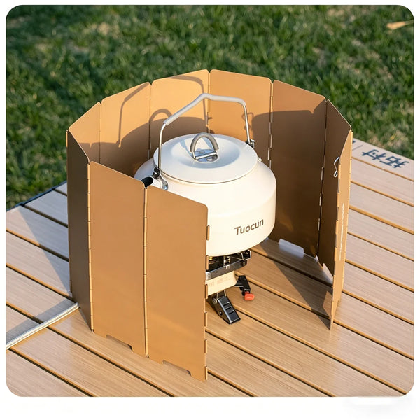 Foldable 10-Panel Camping Gas Stove Windscreen Ultralight SUS Wind Shield for Butane Canister Stove Outdoor Cooking Accessory