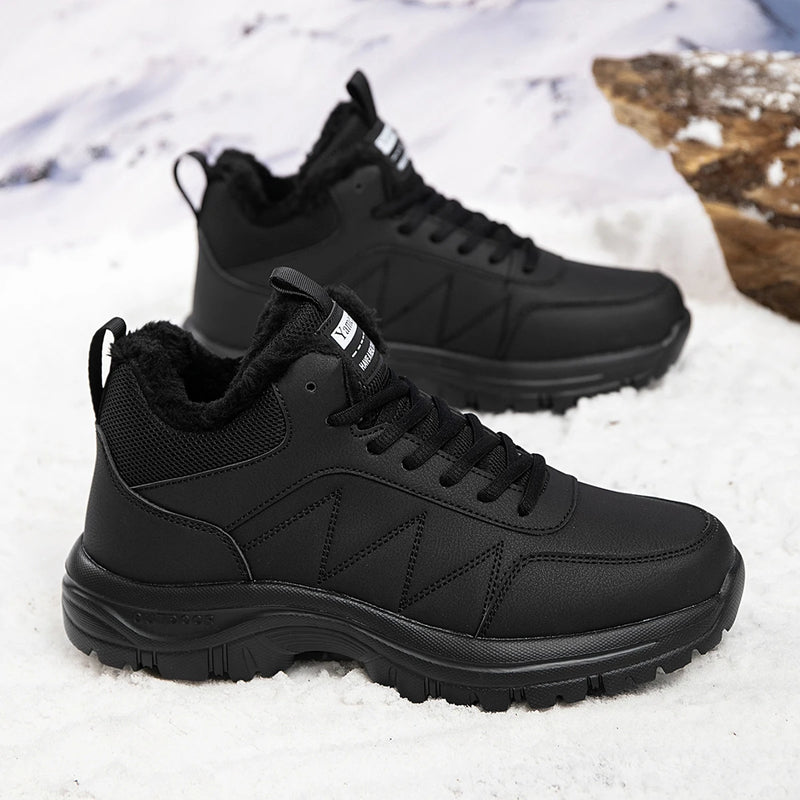 Men's casual snow boots winter new warm plush cotton boots fashion Joker outdoor soft sole anti-slip comfort light hiking boots